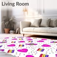 thumbnail image 2 of ODIKA 5'x7' Machine Washable Non-Slip Area Rug, Playful Mosaic with Interlocking Radiant Bands and Confetti Details High Traffic Rug, Pink, 556702, 2 of 7