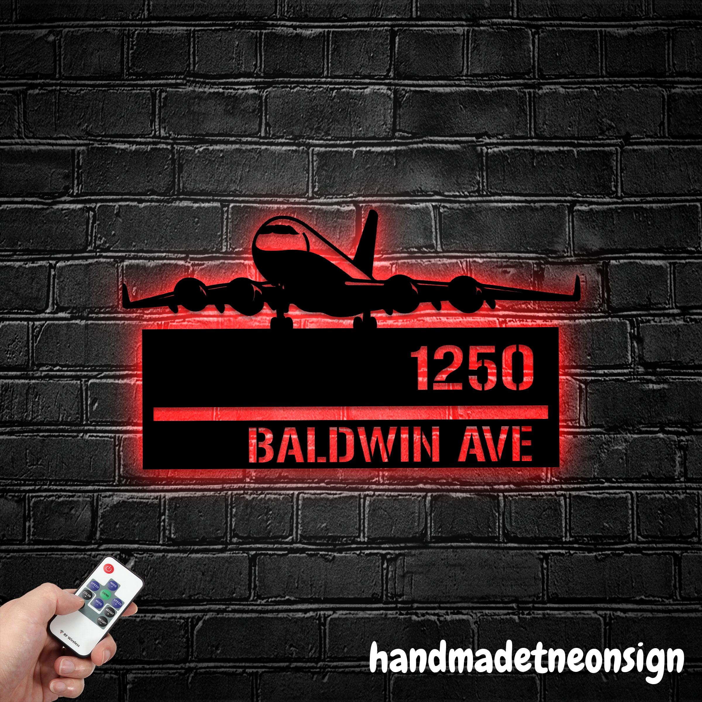Handmadetneonsign Airplane House Number, Pilot Home Address Metal, Aircraft House Address Sign 70048