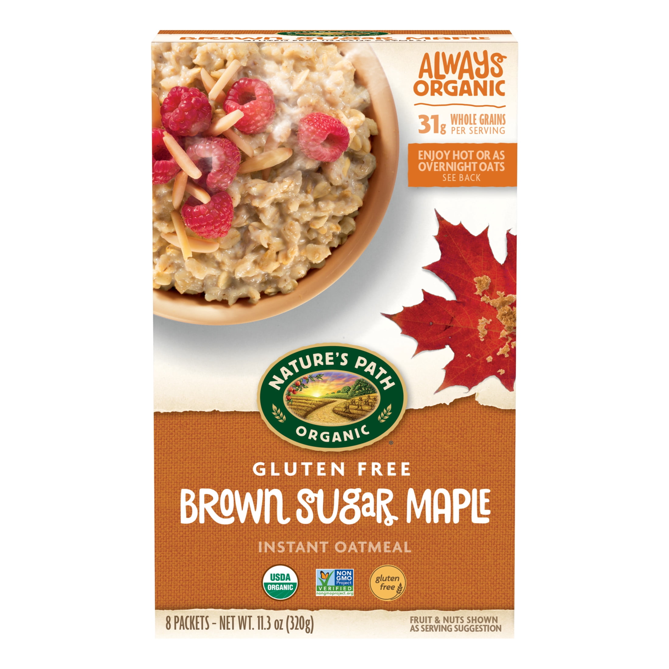 (3 pack) Nature's Path Organic Oatmeal, Brown Sugar Maple Instant, 11.3oz Box