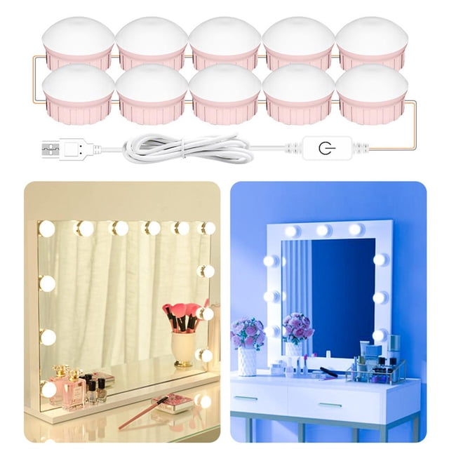 Luces De Tocador Profesionales Para Espejo Usb 5V Luces De Espejo De Maquillaje Luz De Brillo Ajustable Regulable De 3 Colores Para Mesa De Tocador De Maquillaje Yuarrent HA038745-00