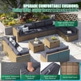 thumbnail image 5 of Clouddwell 14 Piece Patio Furniture Set Wicker Rattan Patio Conversation Set Outdoor Sectional Sofa Set with Coffee Table and Gray Cushions(Waterproof Cover Included), 5 of 6