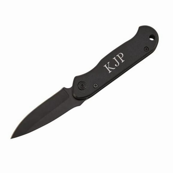 Creative Gifts International 002410 3.5 in. All Black Locking Pocket Knife Closed - Black
