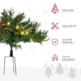 thumbnail image 3 of CoSoTower Arbre de Noël Artificiel Pré-Éclairé Sans Fil de 1,5 Pied/16 Pouces, 2 Pack avec 69 Branches, Lumières LED Blanc Chaud, Baies Rouges, Pommes de Pin, pour Entrée Extérieure, Vert, 3 of 7