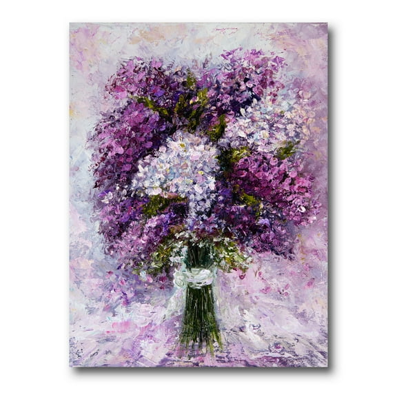 Purple Hyacinth Flowers Bouquet 8 in x 12 in Painting Canvas Art Print, by Designart