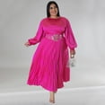thumbnail image 4 of AURA Plus Size Long Sleeve Pleated Maxi Dress Women Round Neck Elegant Fall Winter Dress, 4 of 8