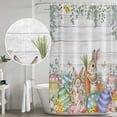 thumbnail image 4 of Rustic Floral Easter Shower Curtain Set with Hooks, Funny Bunny Tails Color Eggs Waterproof Fabric Bathroom Curtains Decor Home Accessories,Stall 36 X 72 Inch, 4 of 9