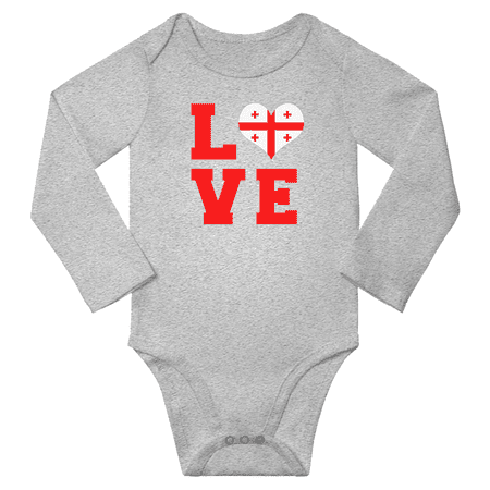

Love Georgia Heart Flag Baby Long Slevve Romper (Gray 3-6 Months)