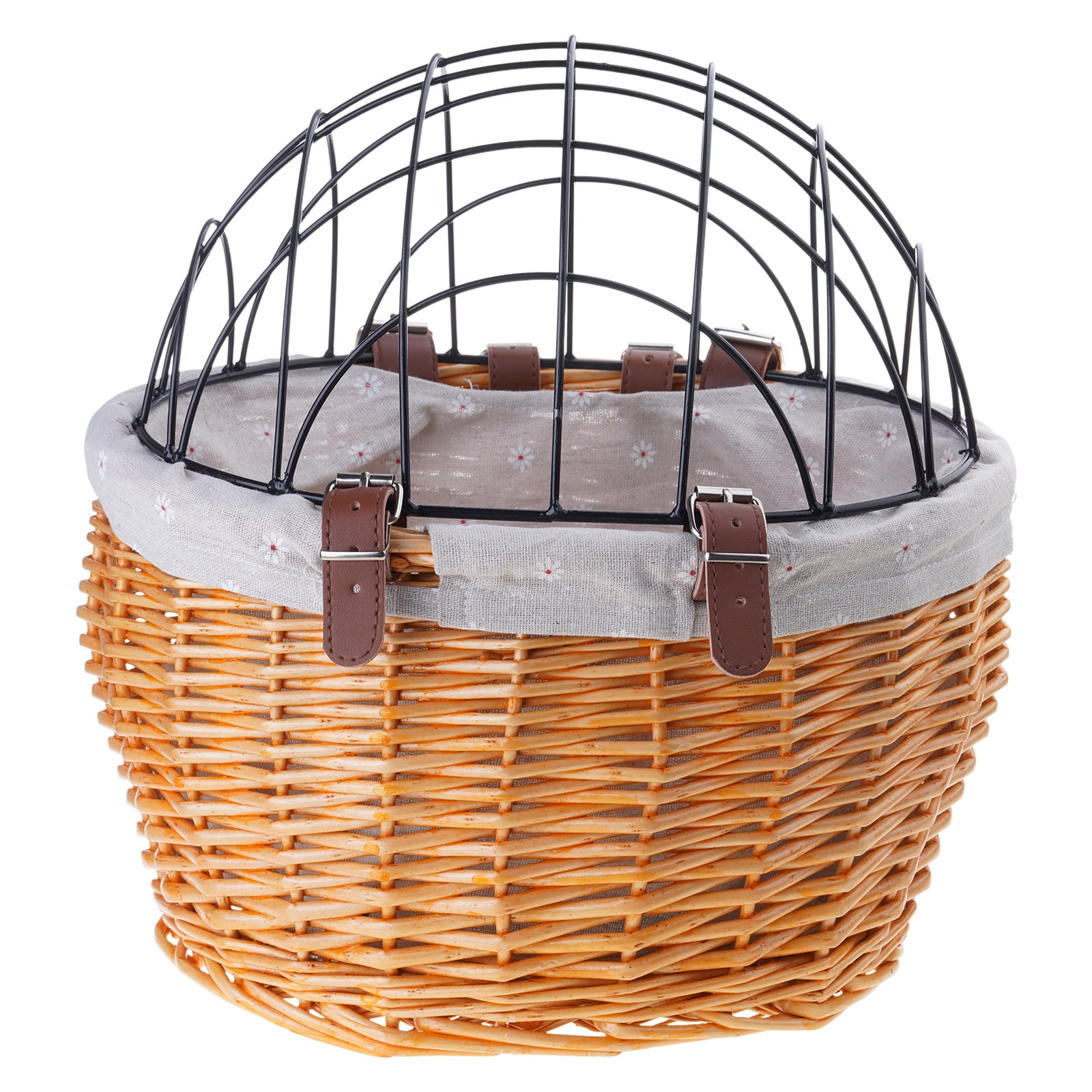 Woven Rattan Storage Bike Basket Front Bicycles Basket Rattan Basket Woven Storage Basket with Adjustable Belt