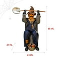 thumbnail image 3 of Haunted Hill Farm 55" Sitting Scarecrow Animatronic by Tekky with Lights and Sound, Halloween Decor, HHSTPUMP-1FLSA, 3 of 12
