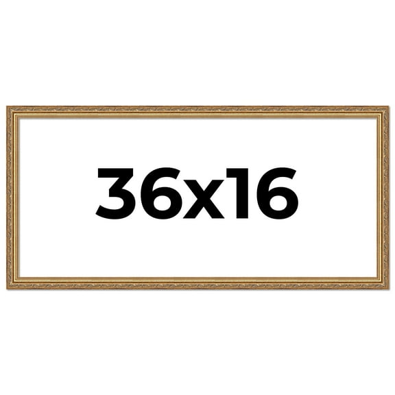 36x16 Frame Gold Solid Wood Picture Frame Width 1.25 Inches | Interior Frame Depth 0.375 Inches |