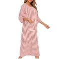 thumbnail image 6 of Leesechin Womens Pajamas Sleepshirts Winter Warm Nightgown Autumn and Winter Nightdress Zip with Pokets Loose Pajamas White S, 6 of 7