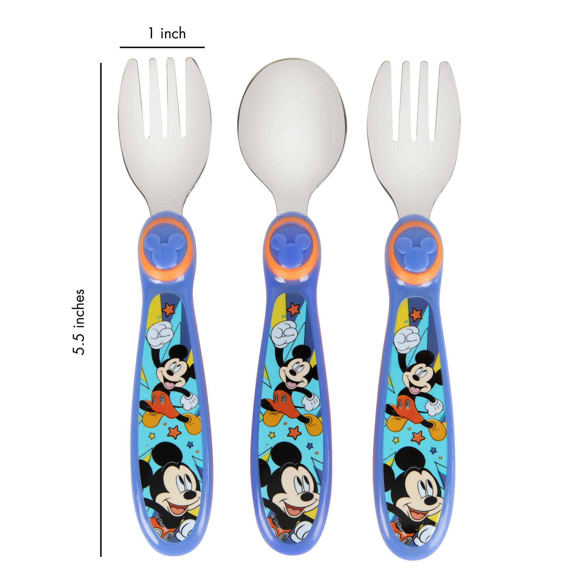 The First Years Disney Mickey Mouse Toddler Forks and Spoon Set 3 Dishwasher Safe Utensils - image 2 of 4