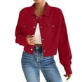 thumbnail image 1 of iHPH7 Veste en Velours Côtelé Femme Tenues d'Automne Veste Courte Tenues d'Automne pour Femme Surchemise pour Femme Veste d'Automne Mode pour Femme Rouge TG, 1 of 7