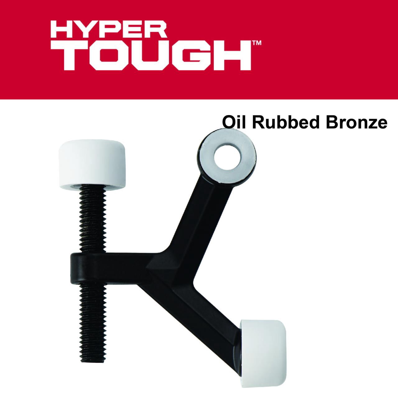 (3 pack) Hyper Tough New Hardware Hinge Pin Mounted Doorstop, Zinc Die Cast with Oil Rubbed Bronze, Assembled Product Depth 5.65,Height 0.7,Width 2.7 inch.