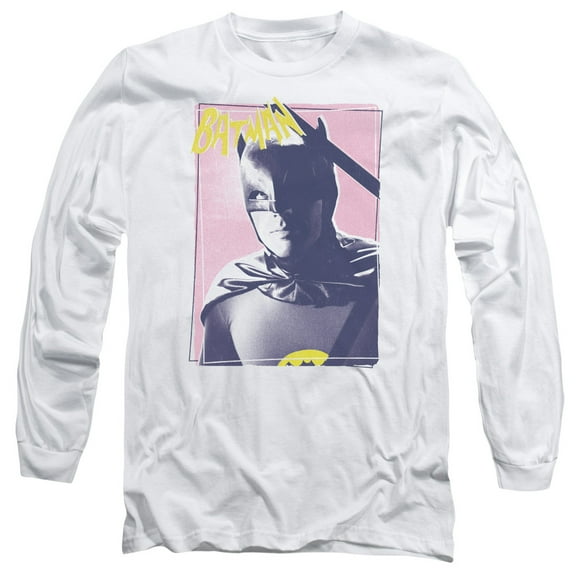 Batman Classic TV Wayne 80S Long Sleeve Adult 18/1 T-Shirt-White
