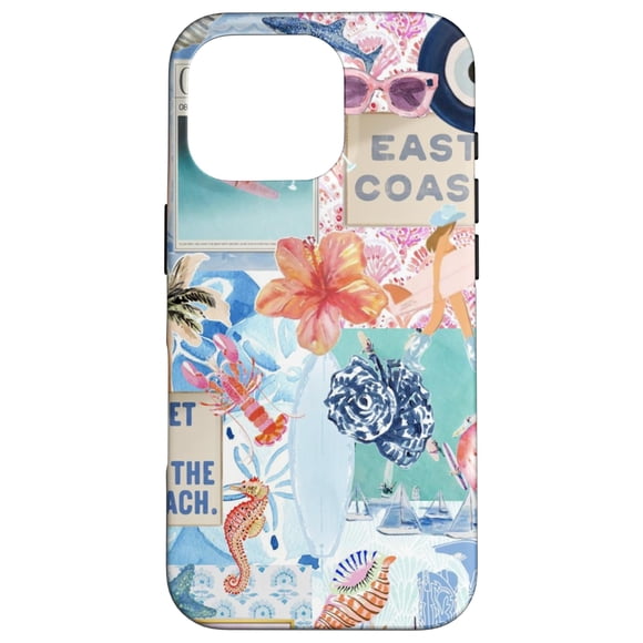 Funda Coastal Summer Y2K Preppy para iPhone 16 Pro, color azul