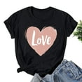 thumbnail image 4 of BiZtdJrK Sales For Today On Walmart Valentine Day Shirt Womens 2025 Fashion Love Heart Print T-Shirt Casual Short Sleeve Round Neck Blouse Cotton Basic Tee Tops Black XL, 4 of 6