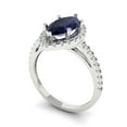 thumbnail image 2 of Halo Engagement Ring for Women - 2.38ct Simulated Blue Sapphire in 18K White Gold Promise Ring, 2 of 6