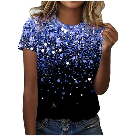 Summer Tops for Women 2022 Short Sleeve T Shirts Loose Fit Casual Basic Tees Fashion Print Pullover Party Blouse