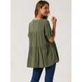 thumbnail image 4 of DARING DIVA Women's Babydoll Casual V Neck Short Sleeve Peplum Blouse S Army Green, 4 of 6