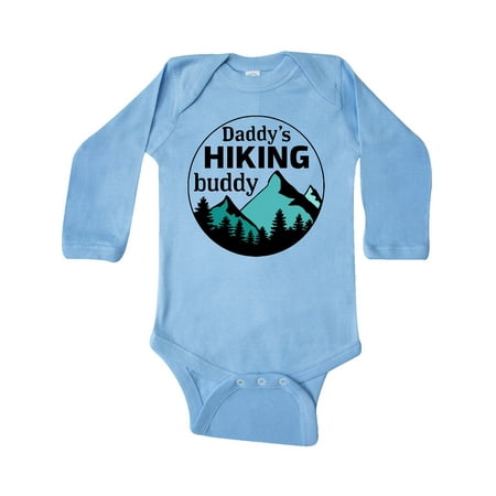 

Inktastic Daddy s Hiking Buddy with Mountains and Trees Gift Baby Boy or Baby Girl Long Sleeve Bodysuit