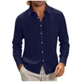 thumbnail image 6 of Thousandth Men Linen Long Sleeve Button Down Shirt Casual Plus Size Loose Fit Shirt Lightweight Tops Outdoor Work Shirts for Men, 6 of 8
