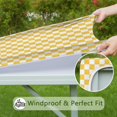 thumbnail image 6 of Yellow White Checkerboard Checkered Pattern Square Fitted Tablecloth with Elastic Edge,Square Table Cover,Washable Elastic Table Cover for Home Kitchen Party Decor 34"x34", 6 of 6