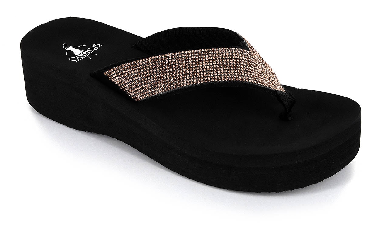 jeweled flip flops wedge