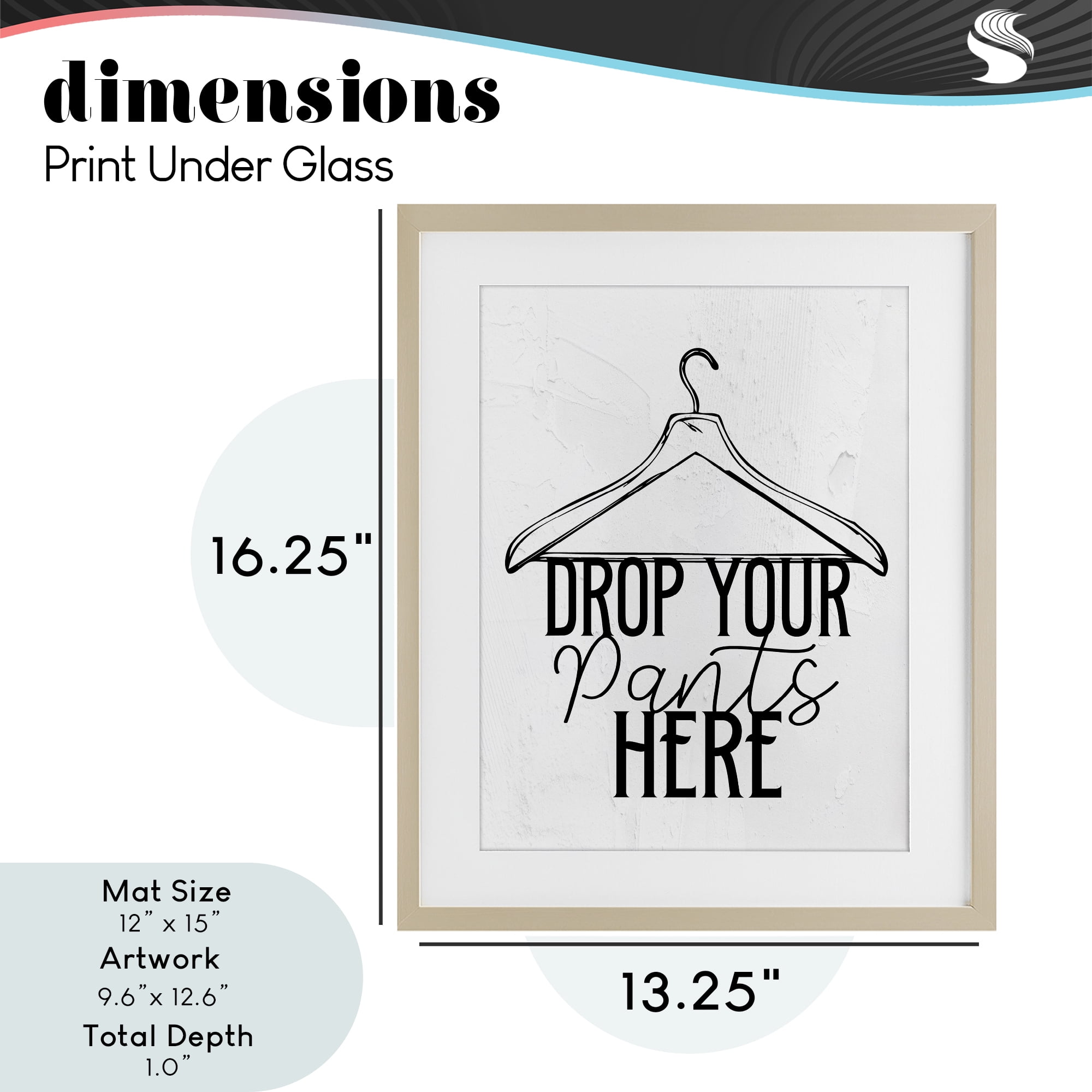 Drop Pants Here with Hanger Birch Framed Print Under Glass, design by Kim Allen