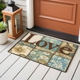 thumbnail image 4 of 2x3 Ft Entryway Area Rug, Vintage Floral Check Kitchen Rug Runner Washable Floor Mat, Blue Yellow Love Buffalo Plaid Non Slip Indoor Door Mat Throw Carpet for Bathroom Living Room Bedroom, 4 of 8