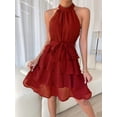 thumbnail image 2 of Blmnix Woman Dress Sexy Dresses Fit & Flare Party Dresses Dresses Sleeveless Halter Mid-Length Belted Summer Casual Dresses for Women,M, 2 of 7