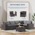 thumbnail image 3 of 2 Sets of 6-Piece PE Rattan Patio Furniture Set, Waterproof Wicker Sectional Sofa with Coffee Table & Cushions, Outdoor Conversation Set for Garden/Poolside,grey, 3 of 8