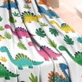 thumbnail image 3 of Vivid Colored Dinosaur and Leaf Pattern Blanket,Comfortable Soft Flannel Throw Blanket,All Season,Warm Lightweight Blankets for Sofa Bed Couch Living Room Chair,30"x40", 3 of 4