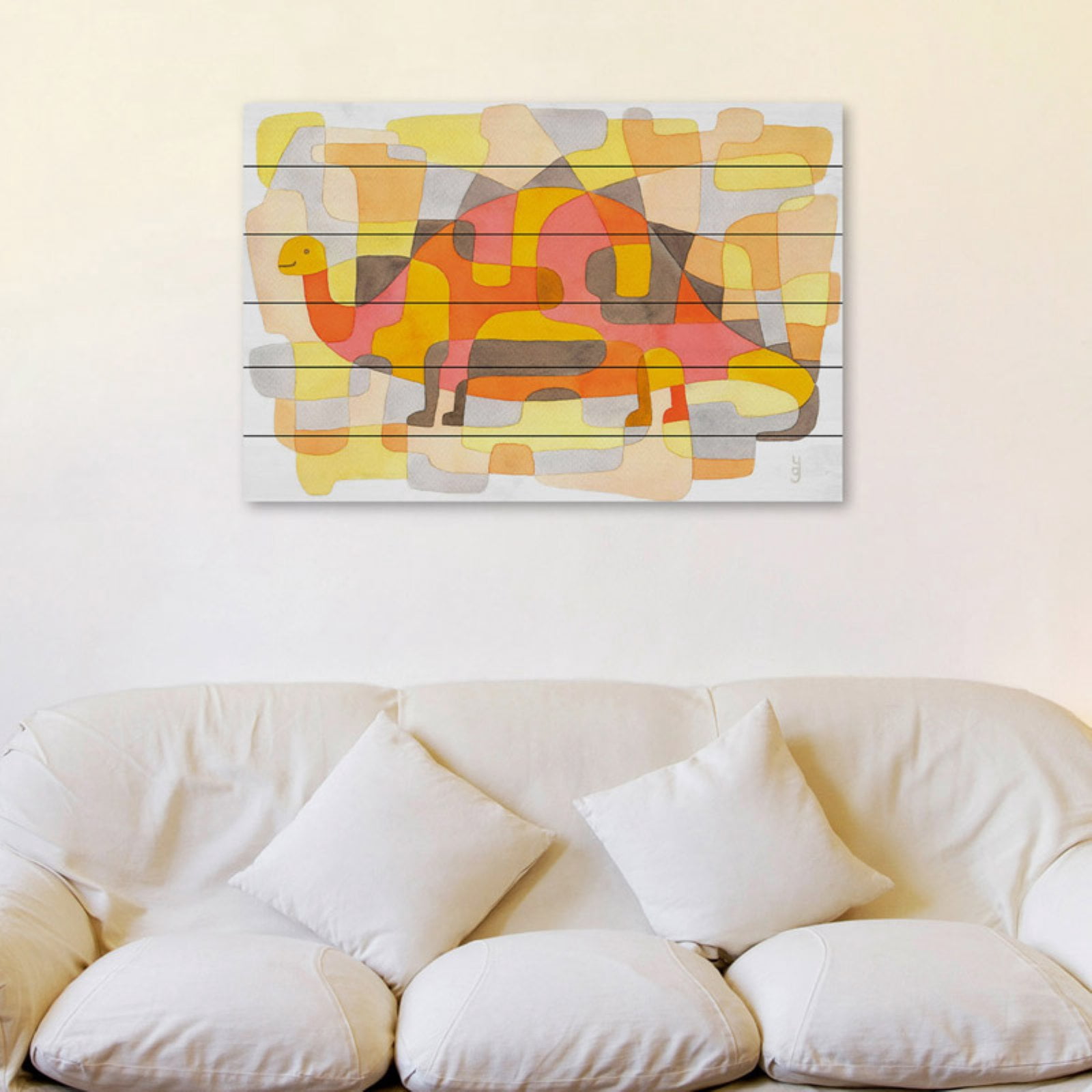 Marmont Hill "Dinosaur 2" by Yolanta Gawlik Painting Print on White Wood