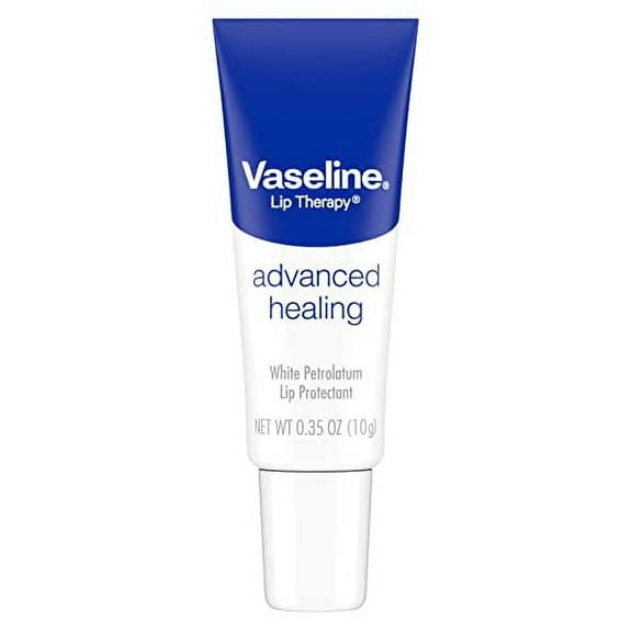 Vaseline Lip Therapy Advanced Healing Lip Balm Tube 3-Pack – White Petroleum Lip Protectant, 0.25 Oz Ea