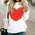 thumbnail image 2 of JGGSPWM Heart Print Sweaters for Women Long Sleeve Pullover Ladies Crochet Ribbed Jumper Modern Cable Knit Tops Crewneck Tops Soft Comfy Sweaters for Women White M, 2 of 5