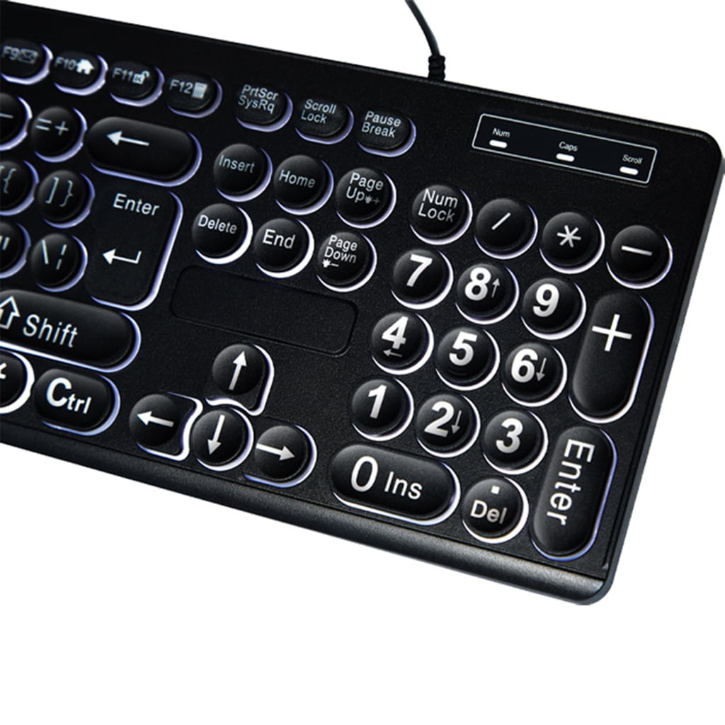 USB Cord Large Print Full Size Computer Keyboards White for Visually Impaired Beginner and Senior