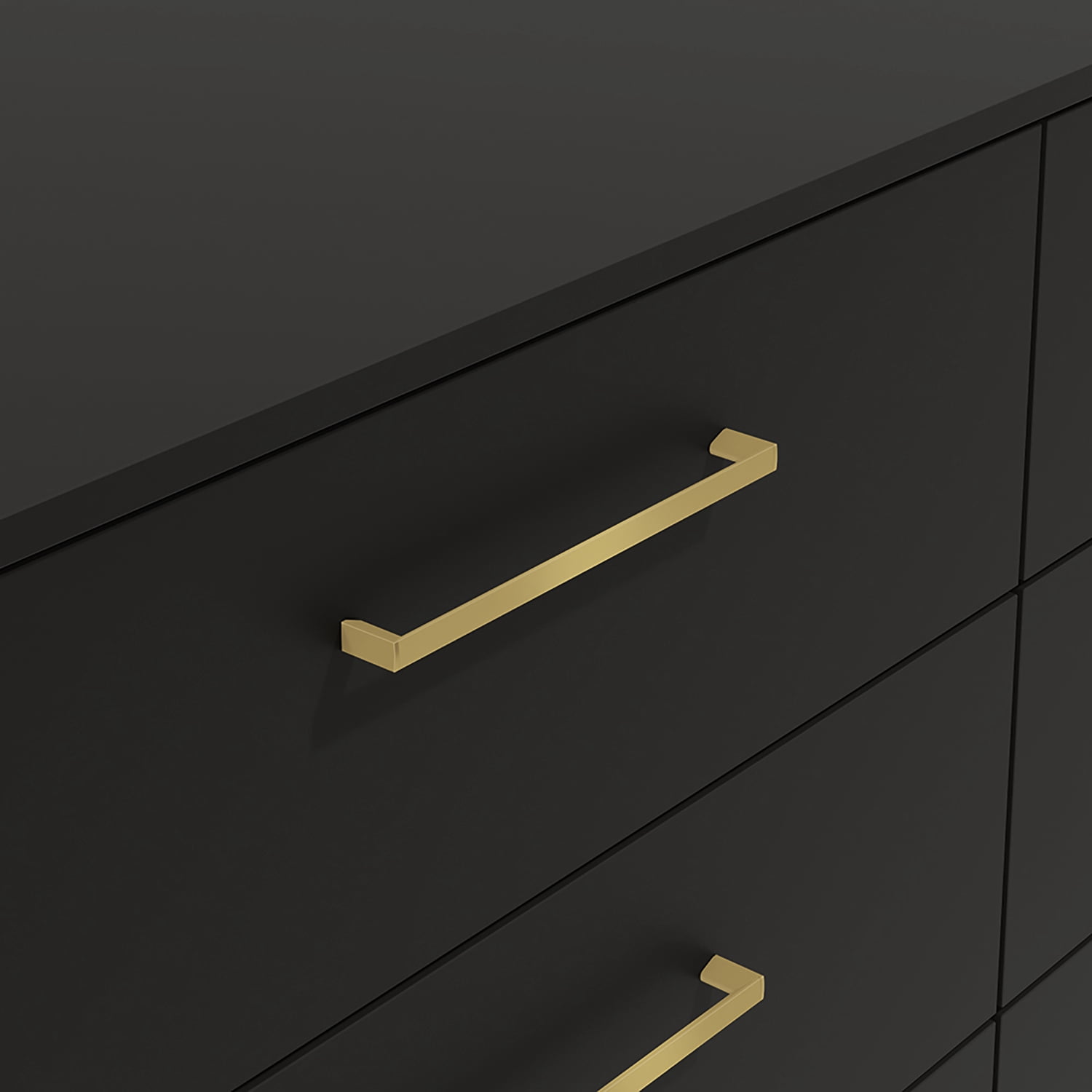 Kappesberg Jolyne 6-Drawer Horizontal Dresser with Gold Handles - Black – Modern Bedroom Storage for Adults and Teens