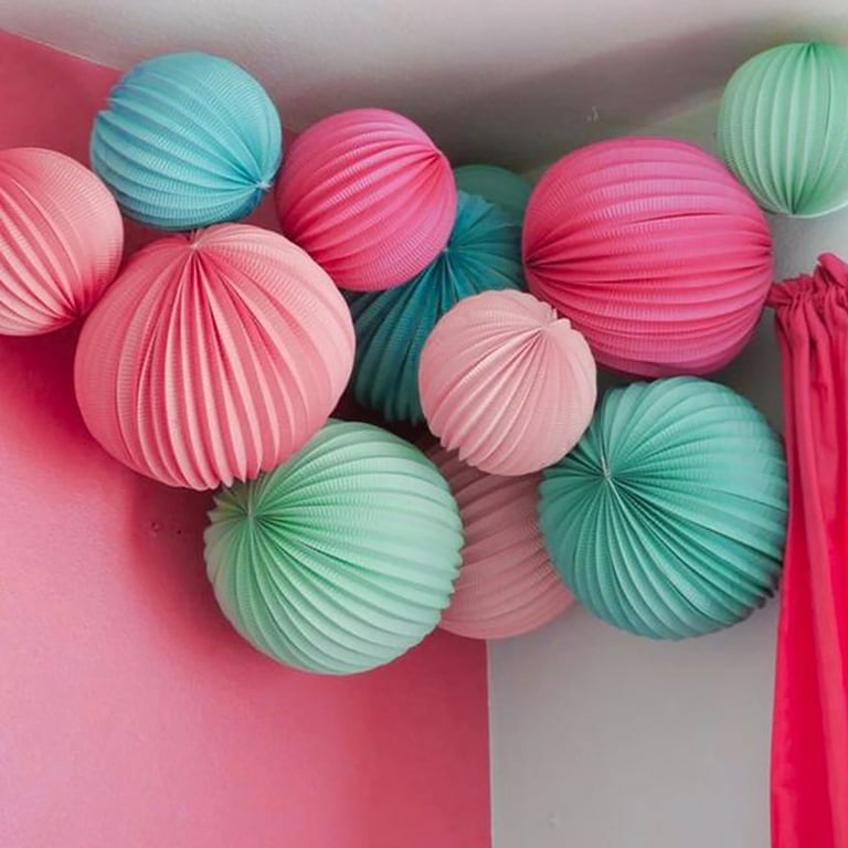 3Pcs Paper Art Lantern Solid Color Hanging Ornaments Multi color Birthday Events Ball Lampion Party Supplies Green Paper