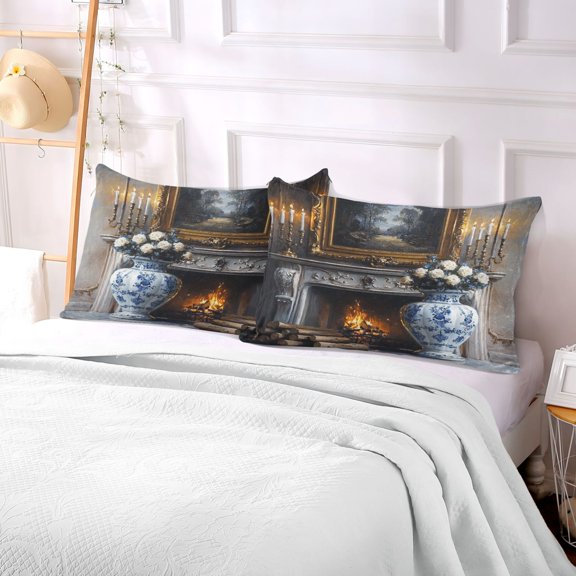 Pillow Case Plush Pillow Blue Flowers Vase Case standard size/King size/Queen size Bed Pillow Pillowcases