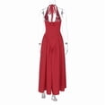thumbnail image 5 of Women'S Summer Halter Dress Low Cut Sleeveless A Line Tulle Swing Corset Prom Formal Ball Gowns Red S, 5 of 9