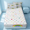 thumbnail image 4 of Erosebridal Kawaii Rainbow Zipper Queen Comforter Set with Fitted Sheet and 2 Pillowcases, Cartoon Clouds Zipper Bedding Set, Polka Dots Reversible, Gray Rainbow, Polka Dots Reversible, 4 of 7
