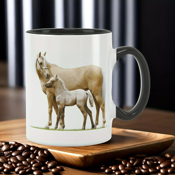 1pc, 11oz/330ml Creative Horse Pattern Ceramic Mug, Coffee Mug, Water Cup, Humorous Funny Cute Mug, For Friends And Parents, Holiday Gift, Also Suitable For Cafe Restaurant Use