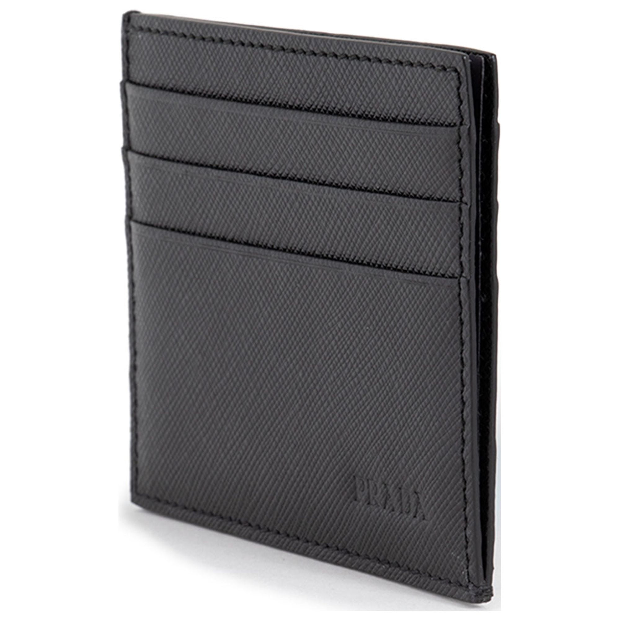 Men's Prada Saffiano Marmo (Gray) + Nero Color Card Holder Wallet 2MC223