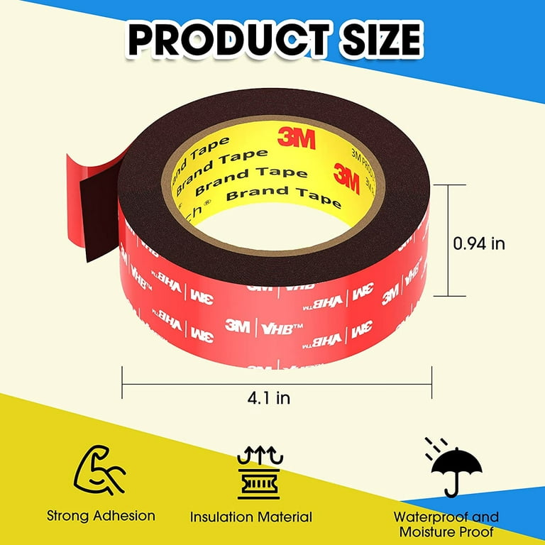 Double Sided Tape, Heavy Duty Mounting Tape, 16Ft x 0.94In Strong Two Sided  Adhesive Tape Waterproof Foam Tape, Adhesive Strips Multipurpose for LED