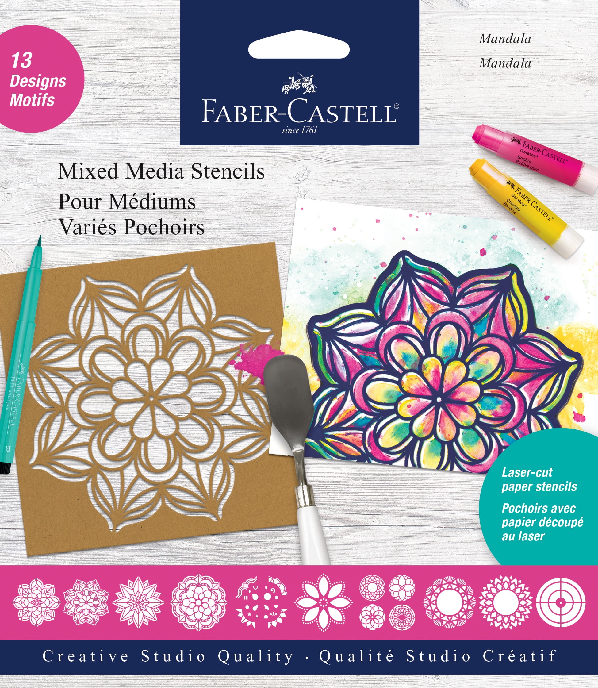 FaberCastell Mixed Media Stencils Paper Mandala Pattern, Beginner