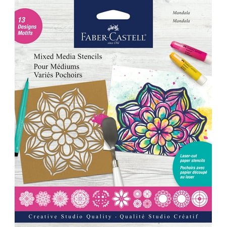 UPC: 0092633309759 | Faber-Castell Mixed Media Stencils – Paper Mandala Pattern  Beginner Craft
