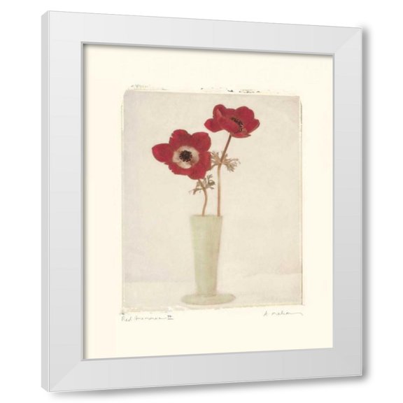 Amy Melious 15x18 White Modern Wood Framed Wall Art Titled - Red Anemones II