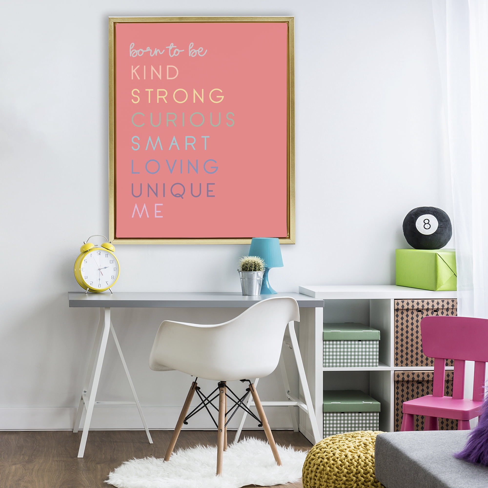Stupell Industries Born To Be Adjectives Gold Framed Floater Canvas Wall Art, design by Anna Quach