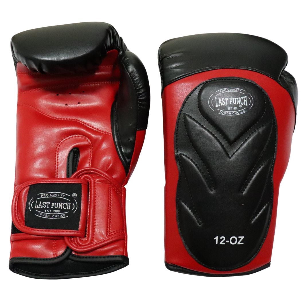 Last Punch 13771 12 oz Pro Style Training Sparring Boxing Gloves - Red & Black